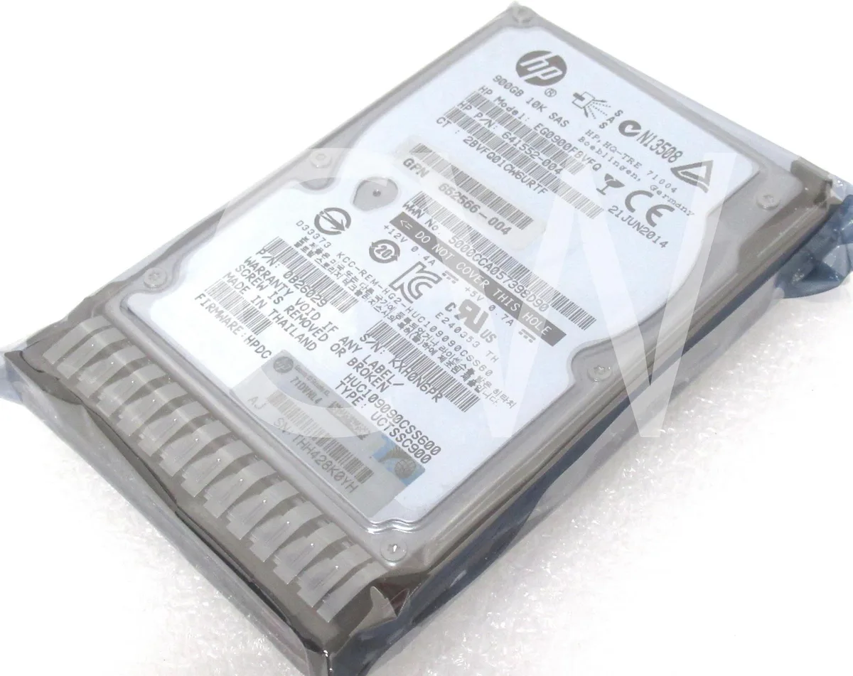 Silver 2.5 inch SAS hard drive mounted in black HP Smart Carrier tray