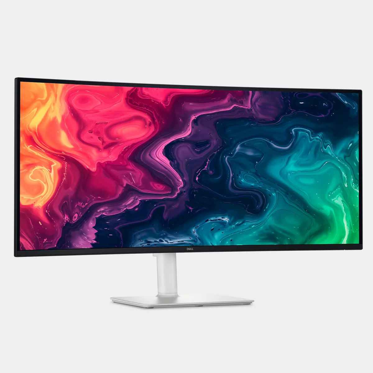 A 34 inch curved monitor with narrow bezels and a height adjustable stand