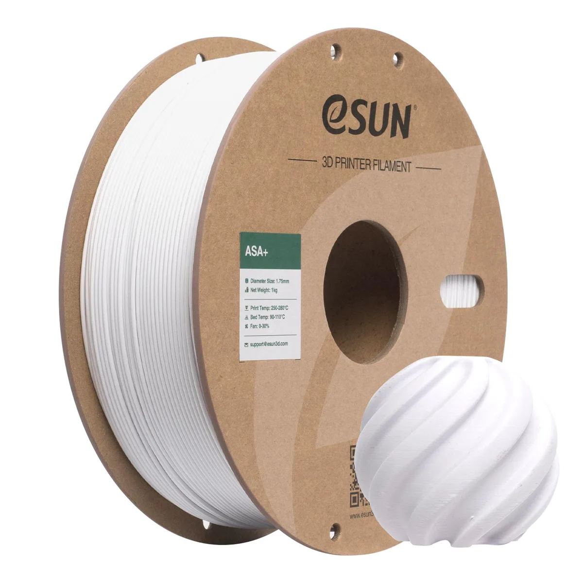 Warm white 1.75 mm ASA+ filament on a 1 kg spool
