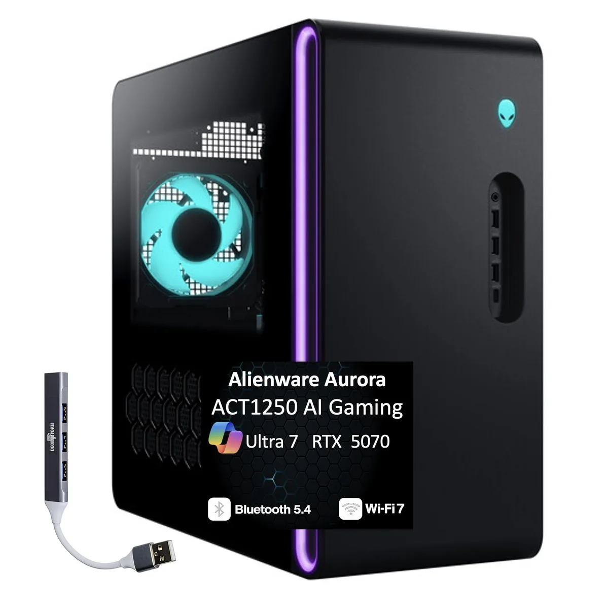 Black tower desktop with RGB fans and side panel visible