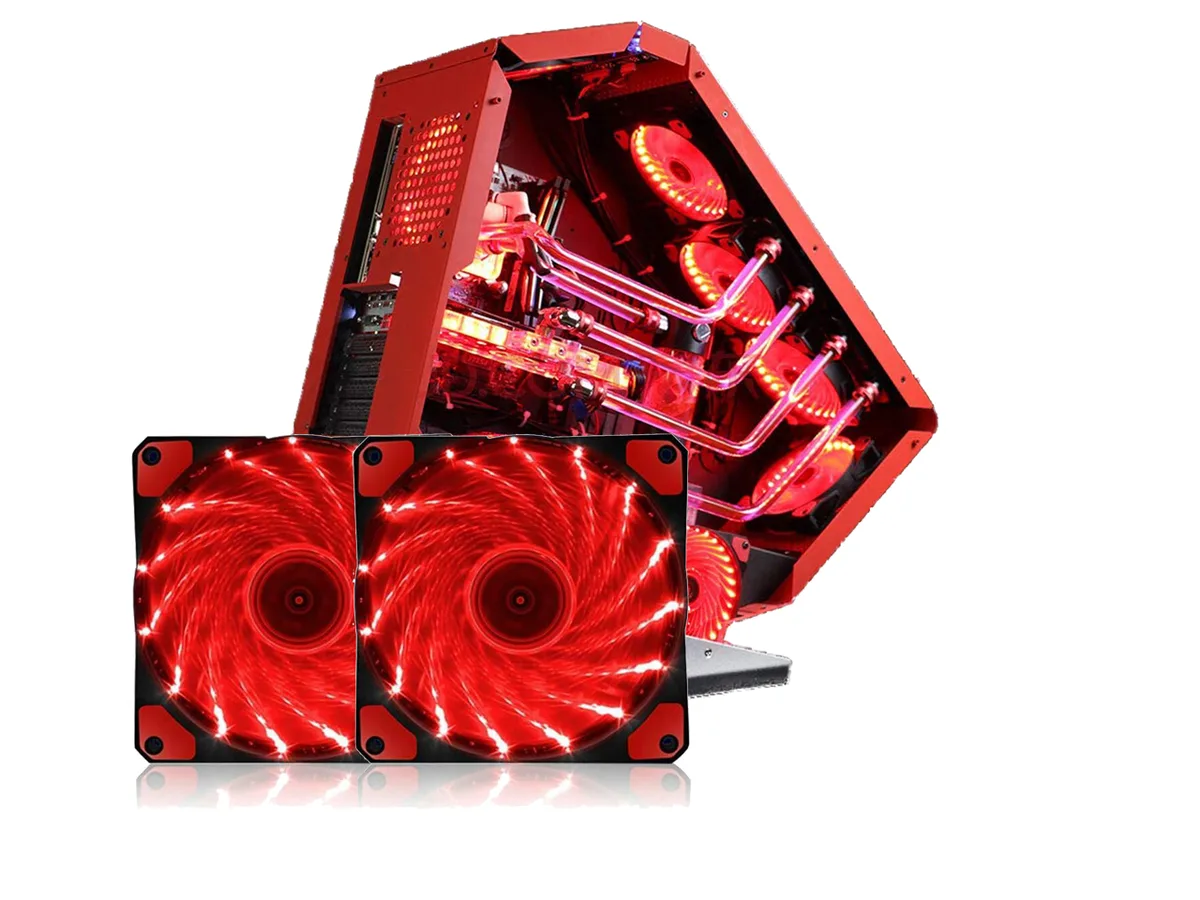 sakose sakose 12025-LED 120mm case fan 15 LED red 1100 RPM 18 dBA 2 pack — foto produk