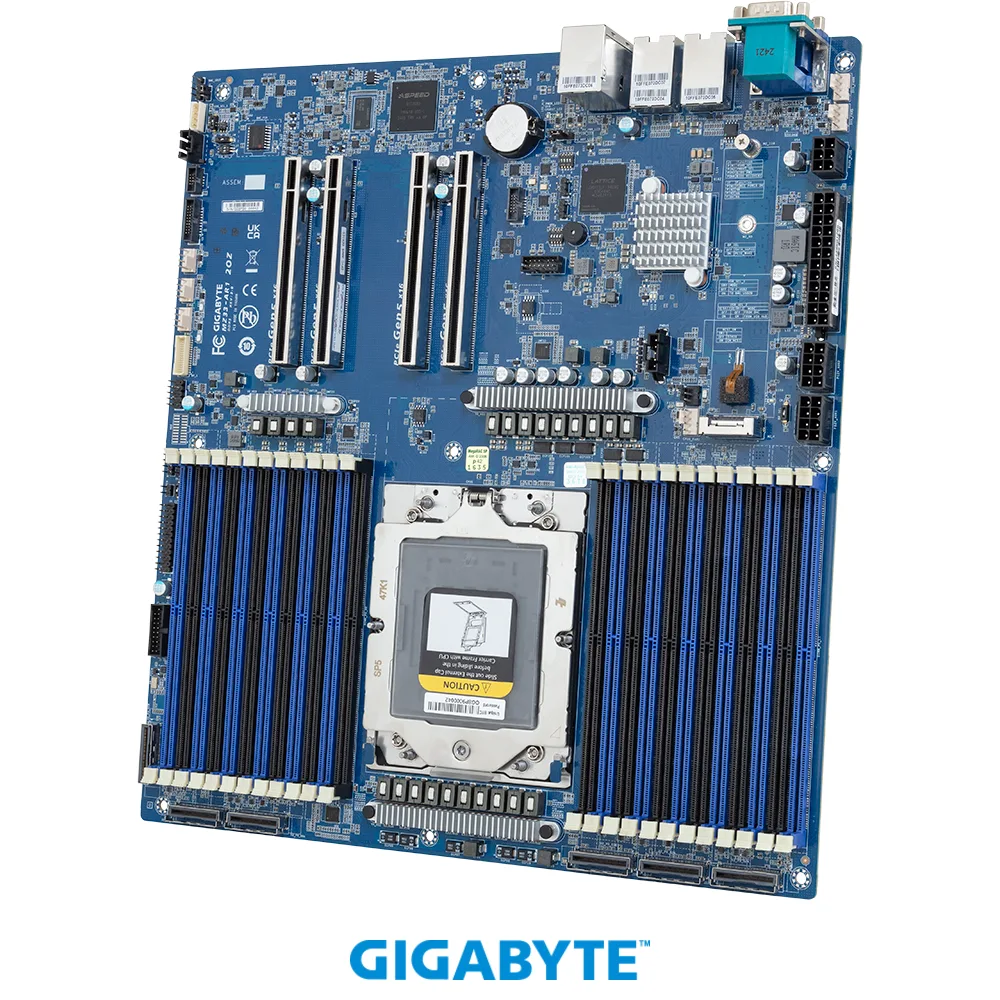 GIGABYTE GIGABYTE MZ33-AR1 server motherboard, SP5, 24 DDR5, 4×PCIe 5.0 x16, 10G LAN — foto del prodotto