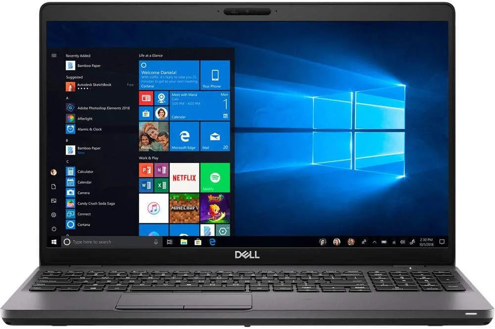 Black Dell Latitude 5500 laptop closed showing matte finish and compact 15.6 inch form factor