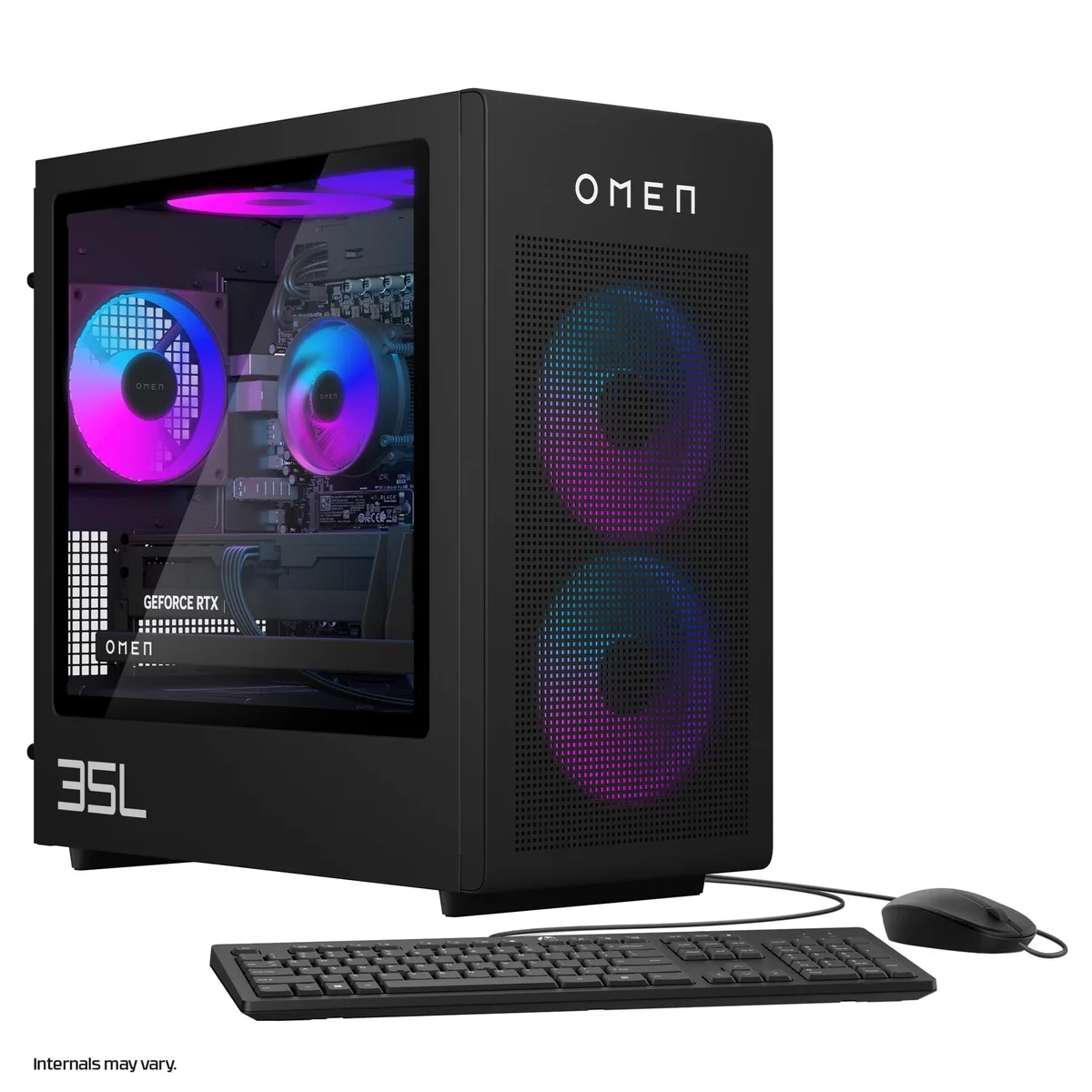 Black mid-tower desktop case with front USB-C and RGB lighting