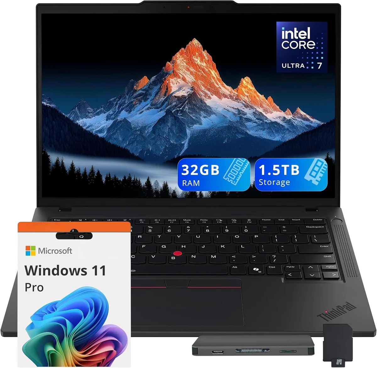 Lenovo Lenovo ThinkPad T14 G5 14" WUXGA, Ultra 7 165U, 32GB, 1.5TB SSD+Dock, Win 11 Pro, Black — fotografija proizvoda
