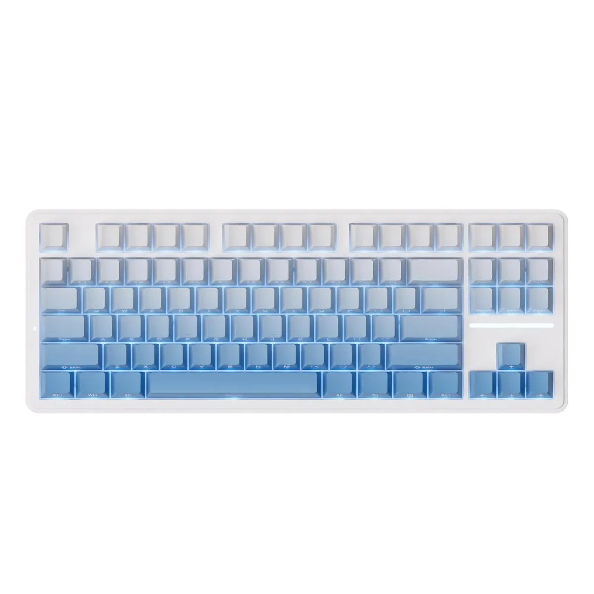 Compact TKL mechanical keyboard in glacier blue with RGB lighting