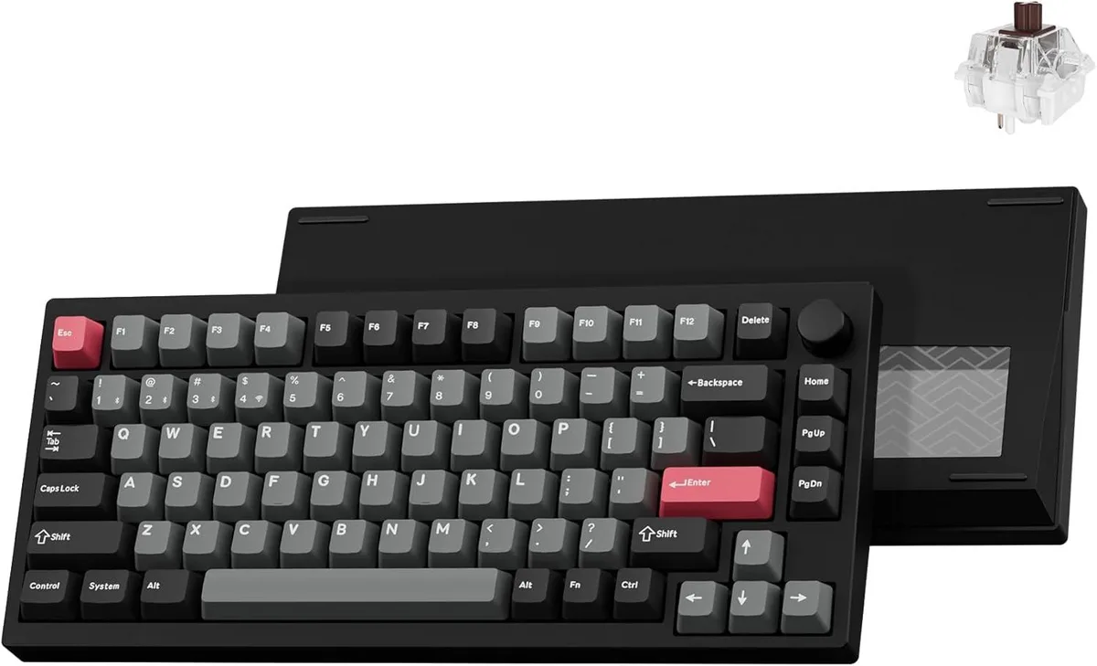 Aluminium 75% wireless gaming keyboard with rotary knob and RGB backlighting