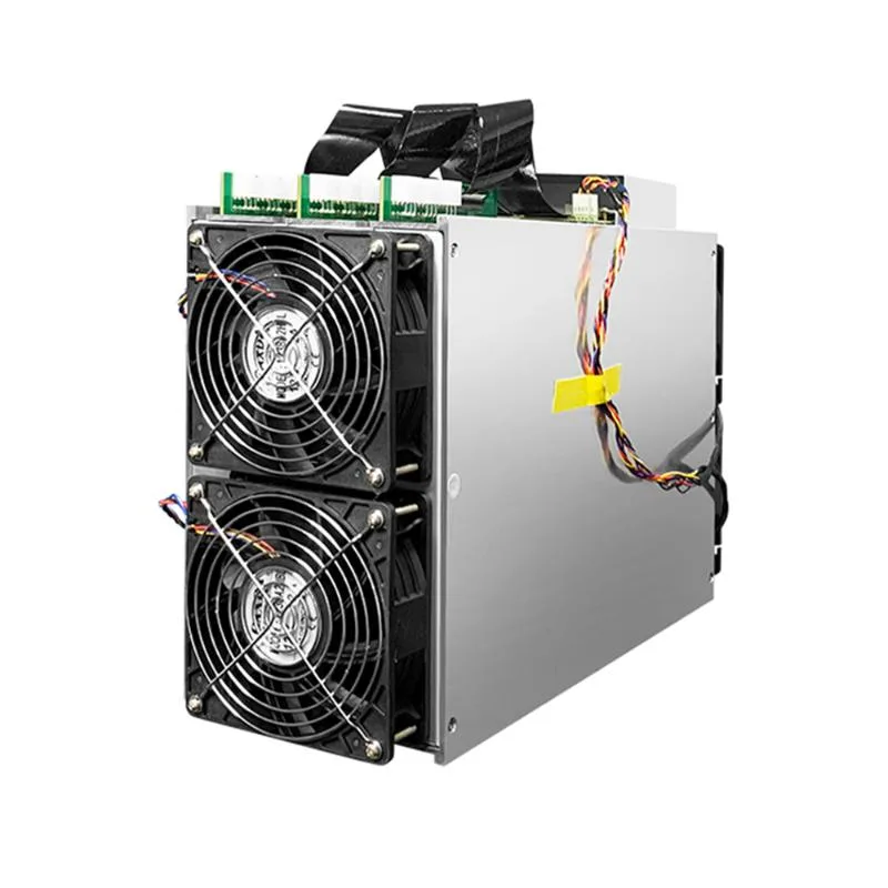 Rectangular metal ASIC miner, matte grey finish, front grille and rear exhaust, Ethernet port visible, 360 by 155 by 247 millimetres