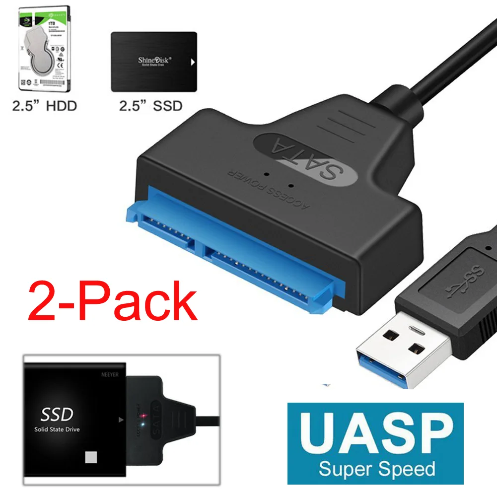 Jansicotek Jansicotek 2.5" SATA to USB 3.0 Adapter 2 Pack Black — ภาพสินค้า