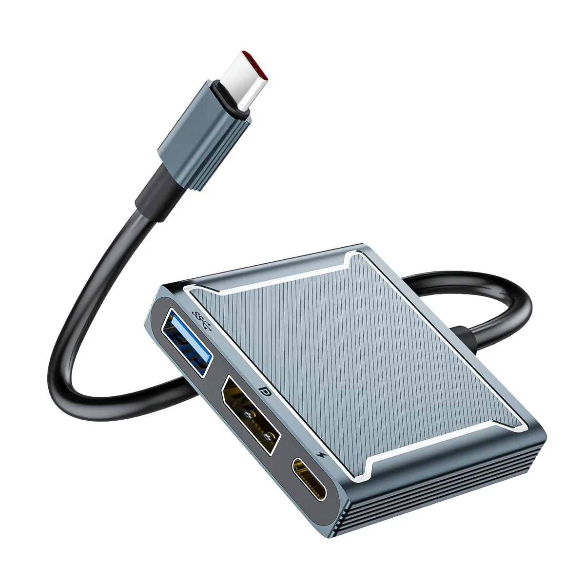 BolAAzuL USB-C to DisplayPort Adapter 8K 60Hz 100W PD USB 2.0 Gray — fotografia produsului