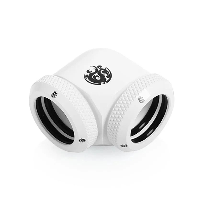 White brass 90-degree dual fitting for 16mm rigid tubing