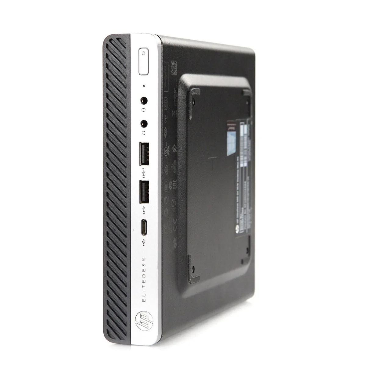 Small black mini desktop computer, compact cube shape