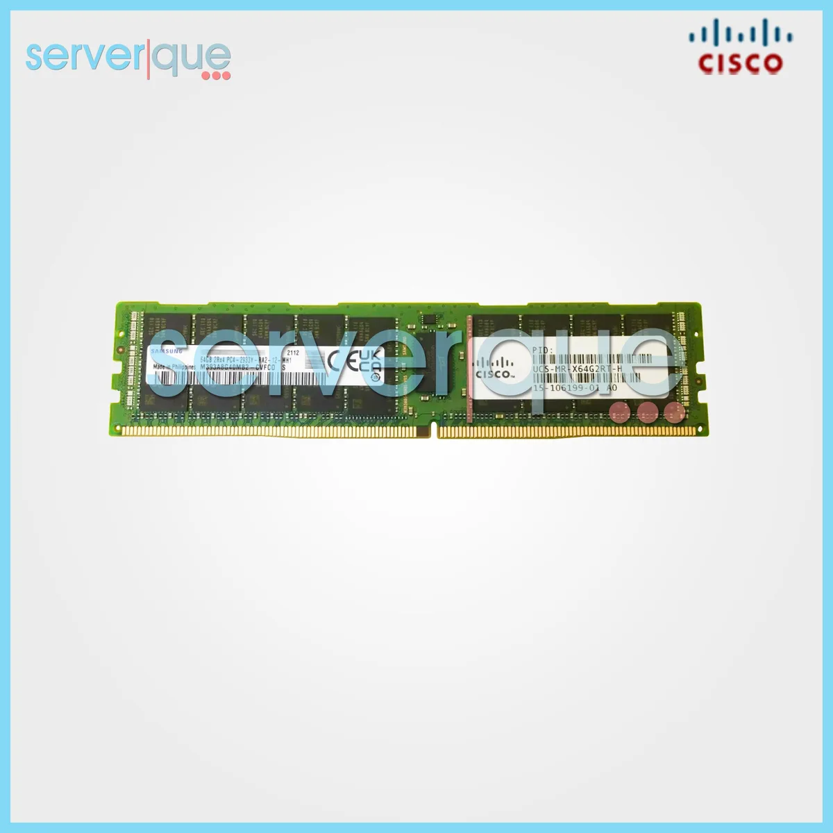 Green 288-pin DDR4 server memory module with black heat spreader and gold contacts