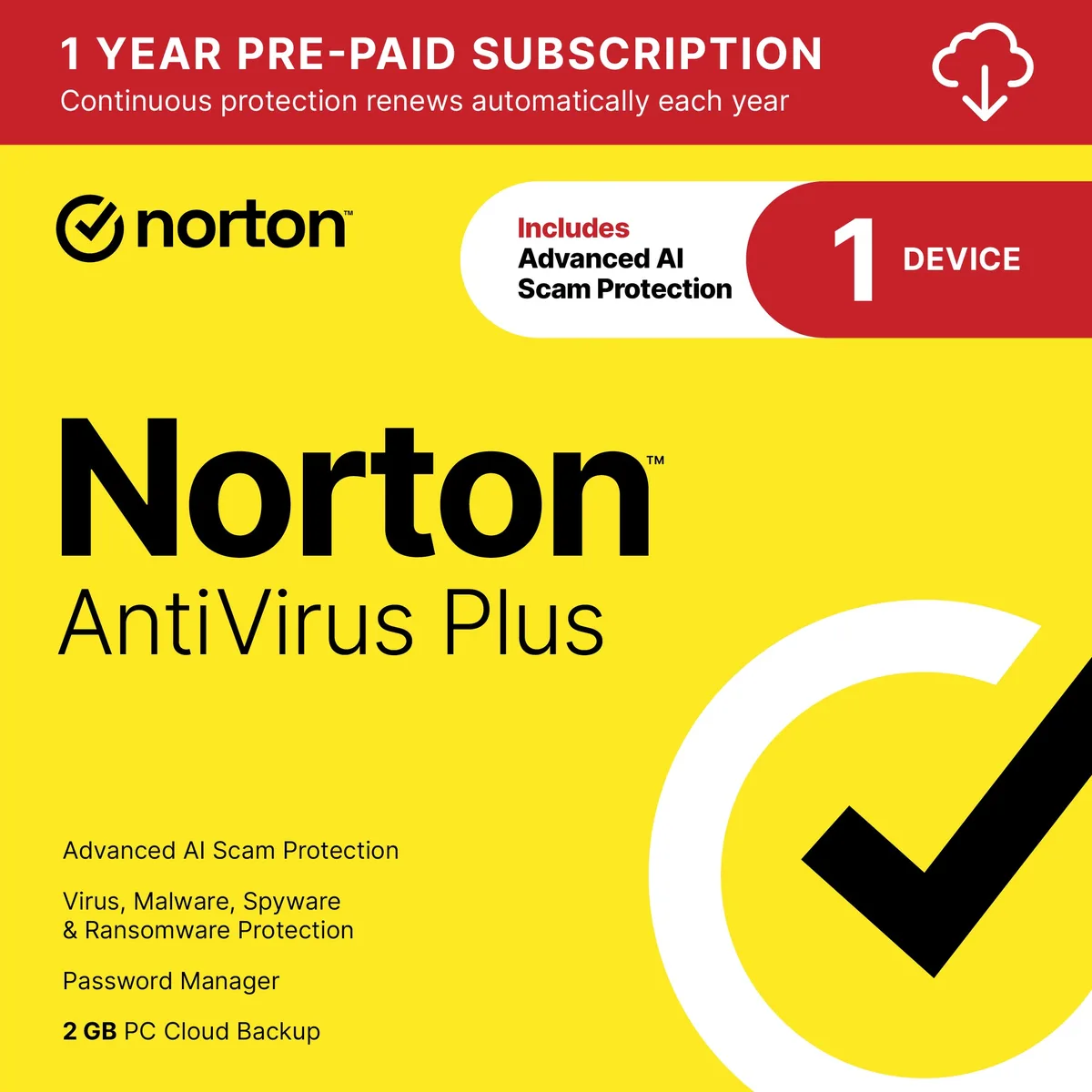 Norton Norton 21390762 AntiVirus Plus 2026 1 Device Download — product photo