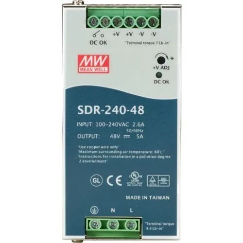 Black Box DIN rail redundant power supply unit with finger-safe terminals and LED indicator