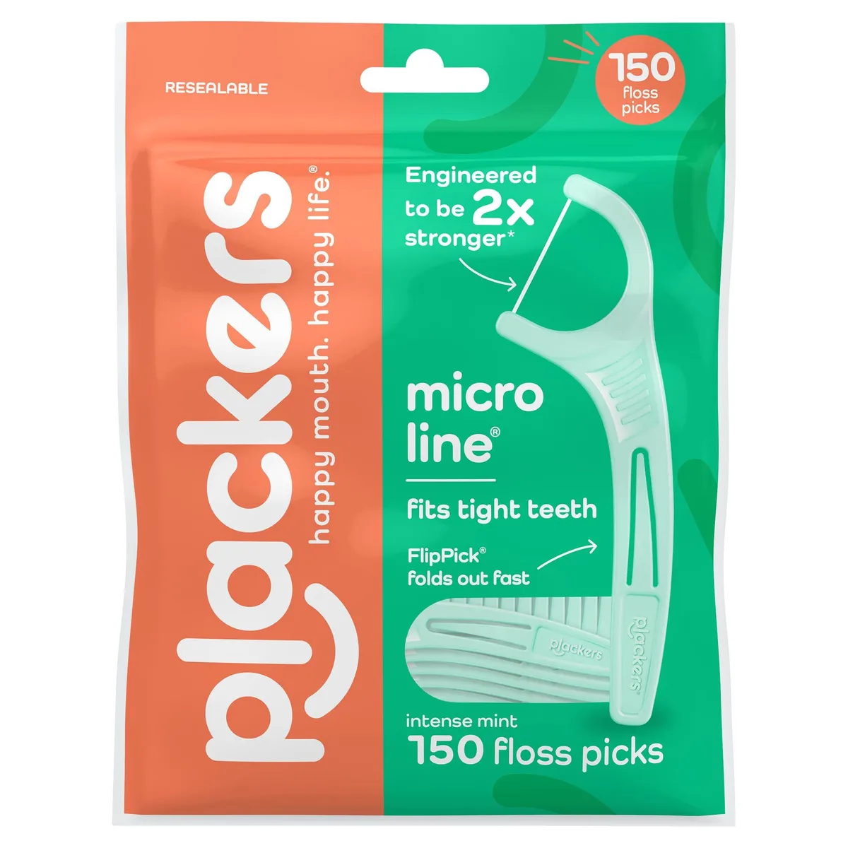  Plackers 304330518 Micro Line Floss Picks Intense Mint 150 Count oral care — product photo