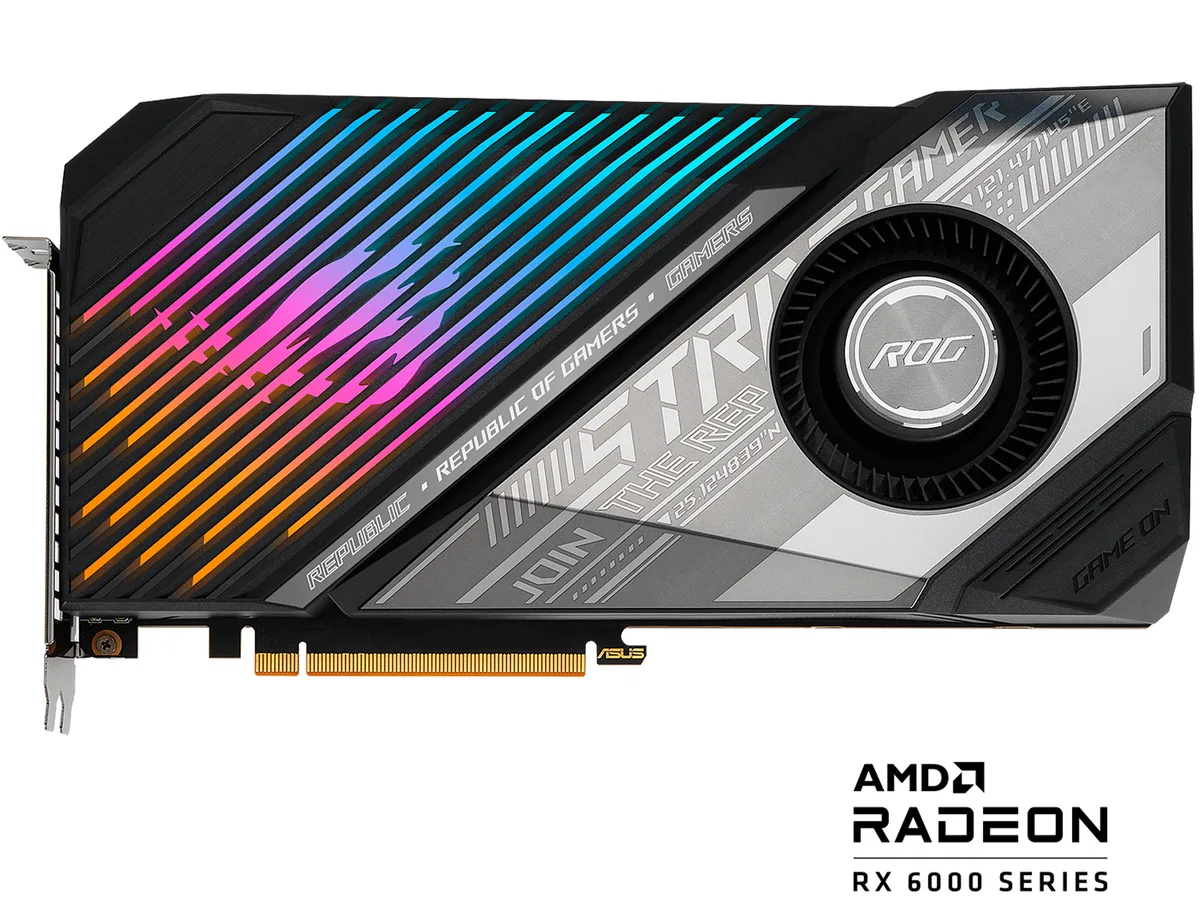 ASUS ROG Strix Radeon RX 6900 XT liquid-cooled graphics card with 240mm radiator and matte black shroud