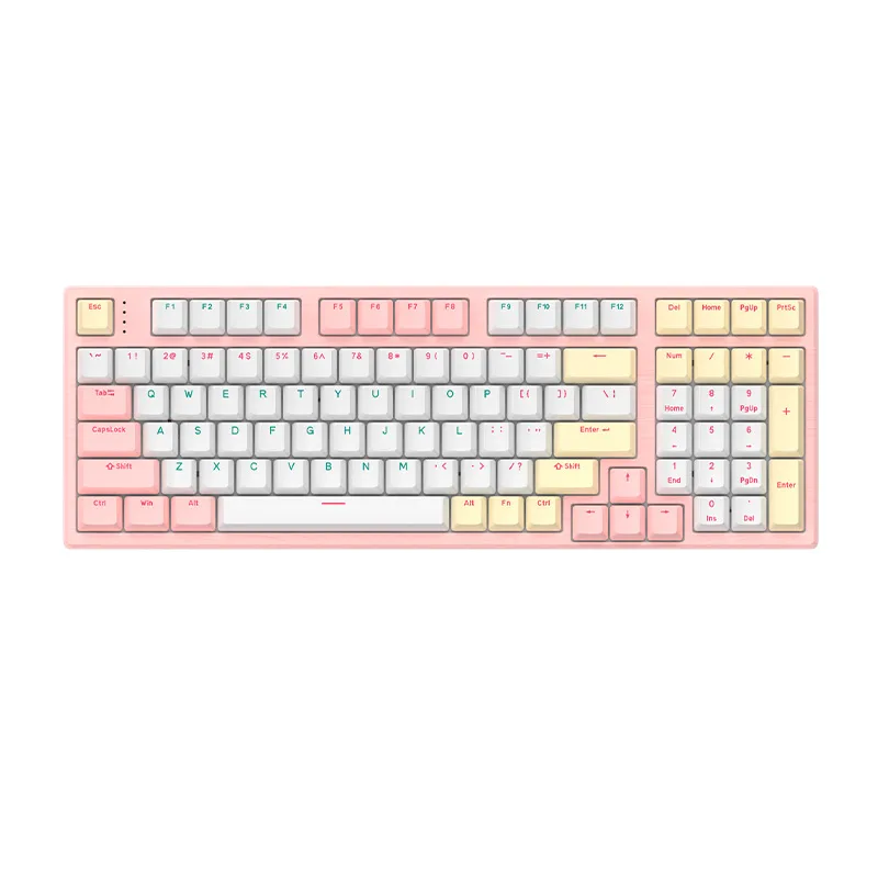 GANSS GANSS HS 98T Mechanical Gaming Keyboard 98 Keys TTC Silver Switch Pink White — photo du produit