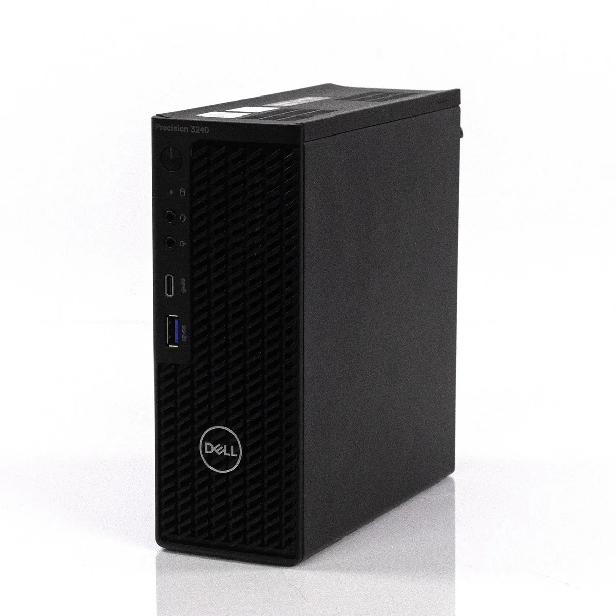Dell Precision 3240 Compact desktop PC, matte black finish, front USB ports visible