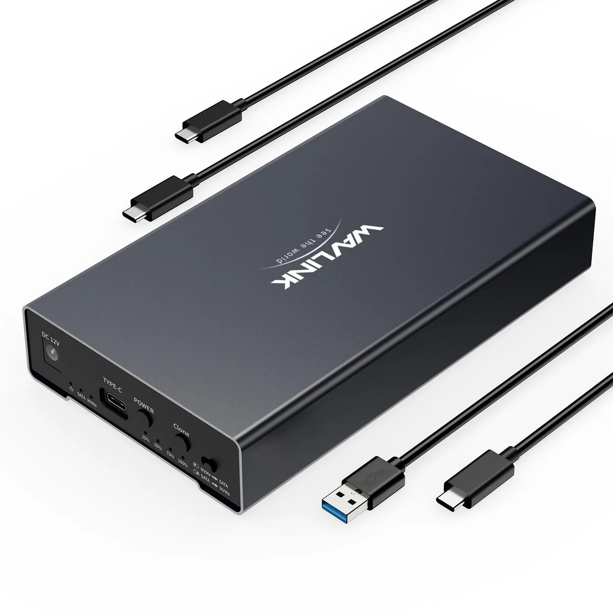 Wavlink Wavlink RapidFire U2C dual-bay M.2 NVMe &amp; SATA enclosure — productfoto