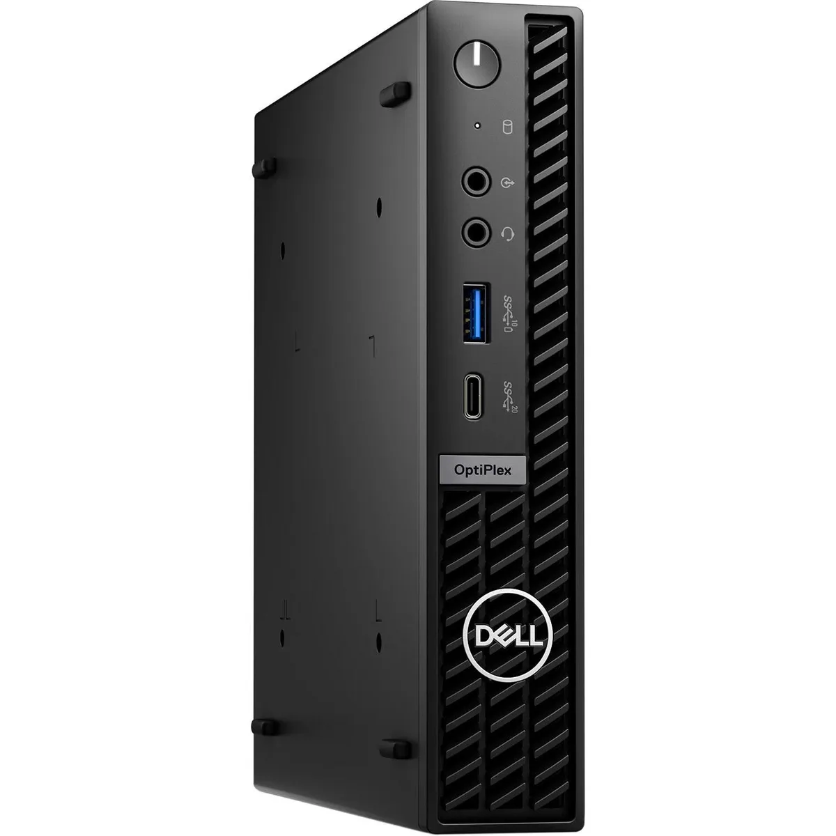 Small black square desktop mini PC, 7.2 by 7 by 1.4 inches