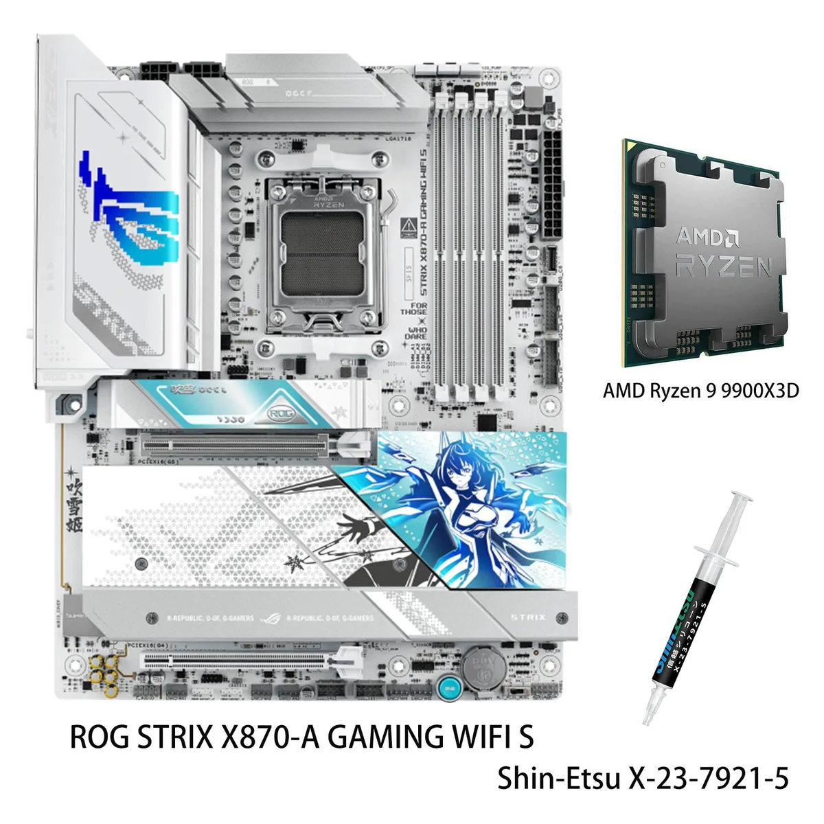 ASUS ASUS ROG STRIX X870-A GAMING WIFI S AMD motherboard with Ryzen 9 9900X3D — product photo