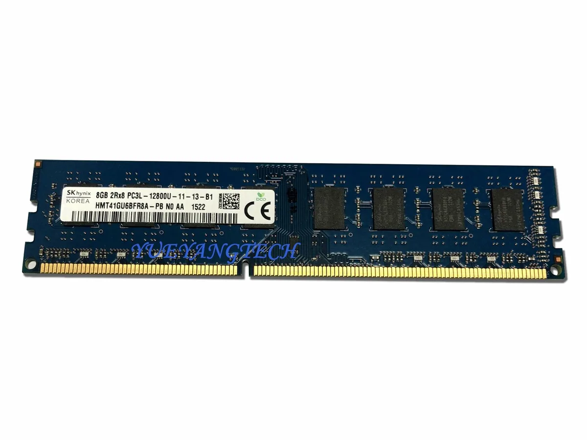 Green rectangular DIMM module with black chips and gold contacts