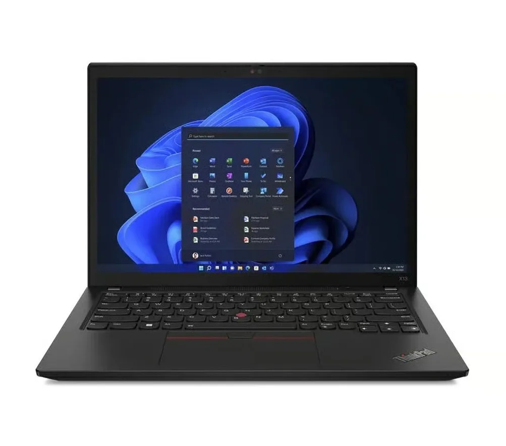 Black ThinkPad X13 Gen 3 laptop, thin light chassis, 13.3 inch non touch FHD IPS screen, refurbished