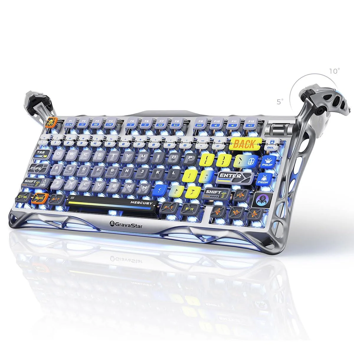 Interstellar silver aluminium 75% wireless mechanical keyboard with RGB lighting