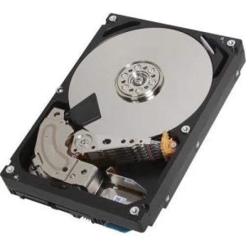 Silver 3.5 inch SATA hard drive with circuit board visible