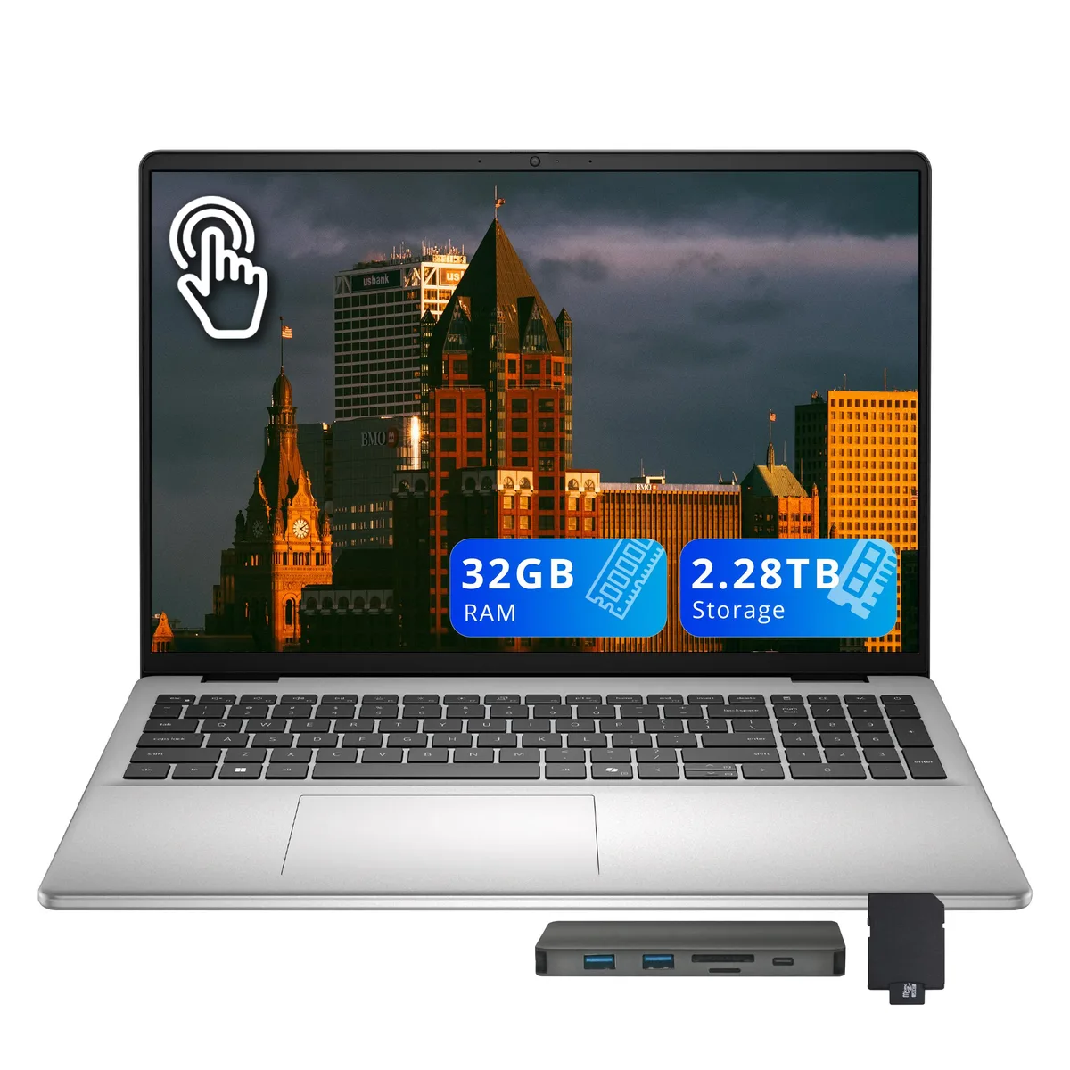 DELL DELL 16" FHD+ IPS Touchscreen Business Laptop, Core 7 150U, 32GB, 2.28TB (2TB SSD + 288GB Dock), Silver — tuotekuva