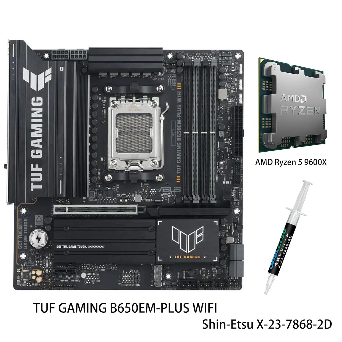 ASUS ASUS TUF GAMING B650EM-PLUS WIFI + Ryzen 5 9600X AMD motherboard CPU combo — product photo