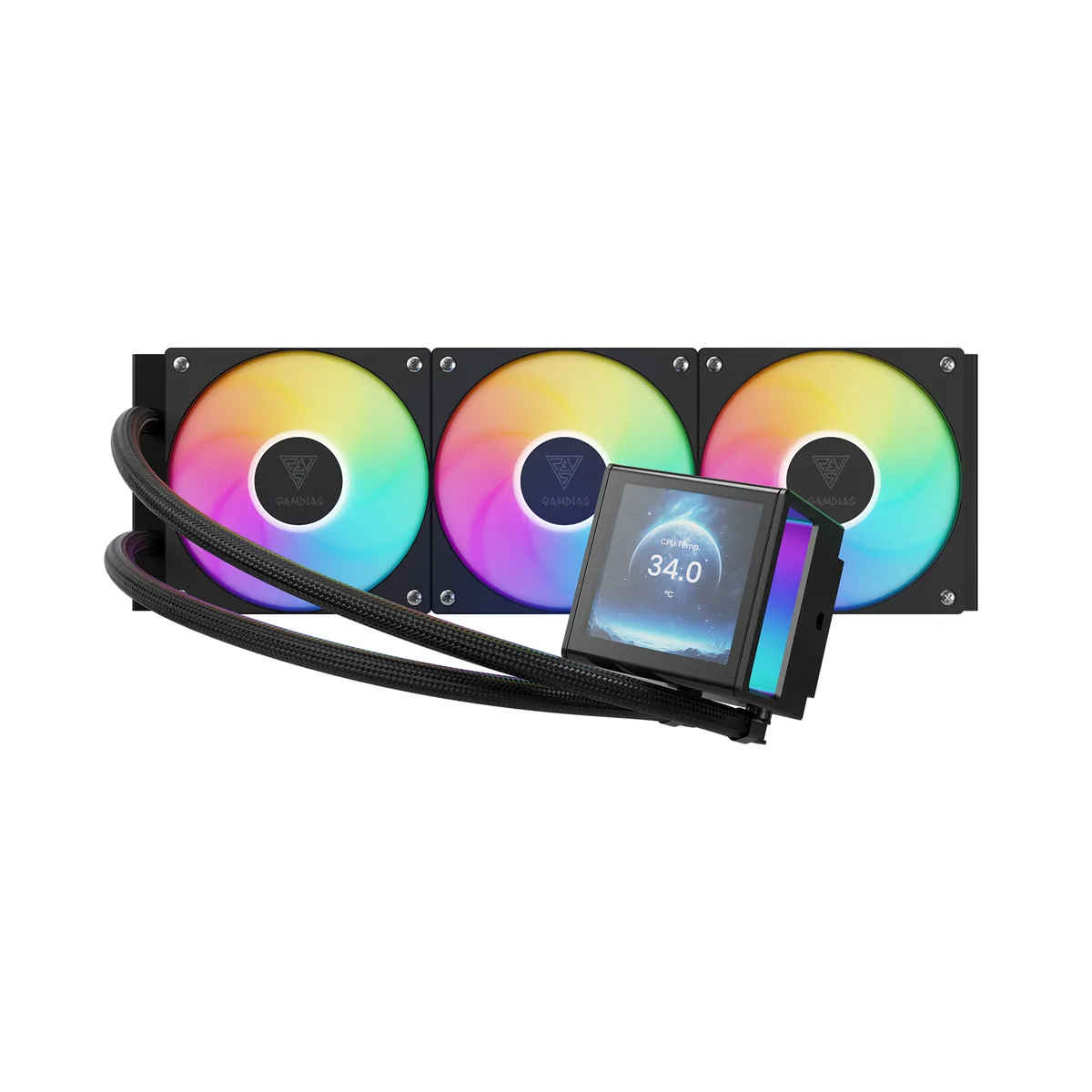 GAMDIAS Technology GAMDIAS Technology CHIONE P5-360 360mm liquid cooler with 3.4" IPS LCD — photo du produit