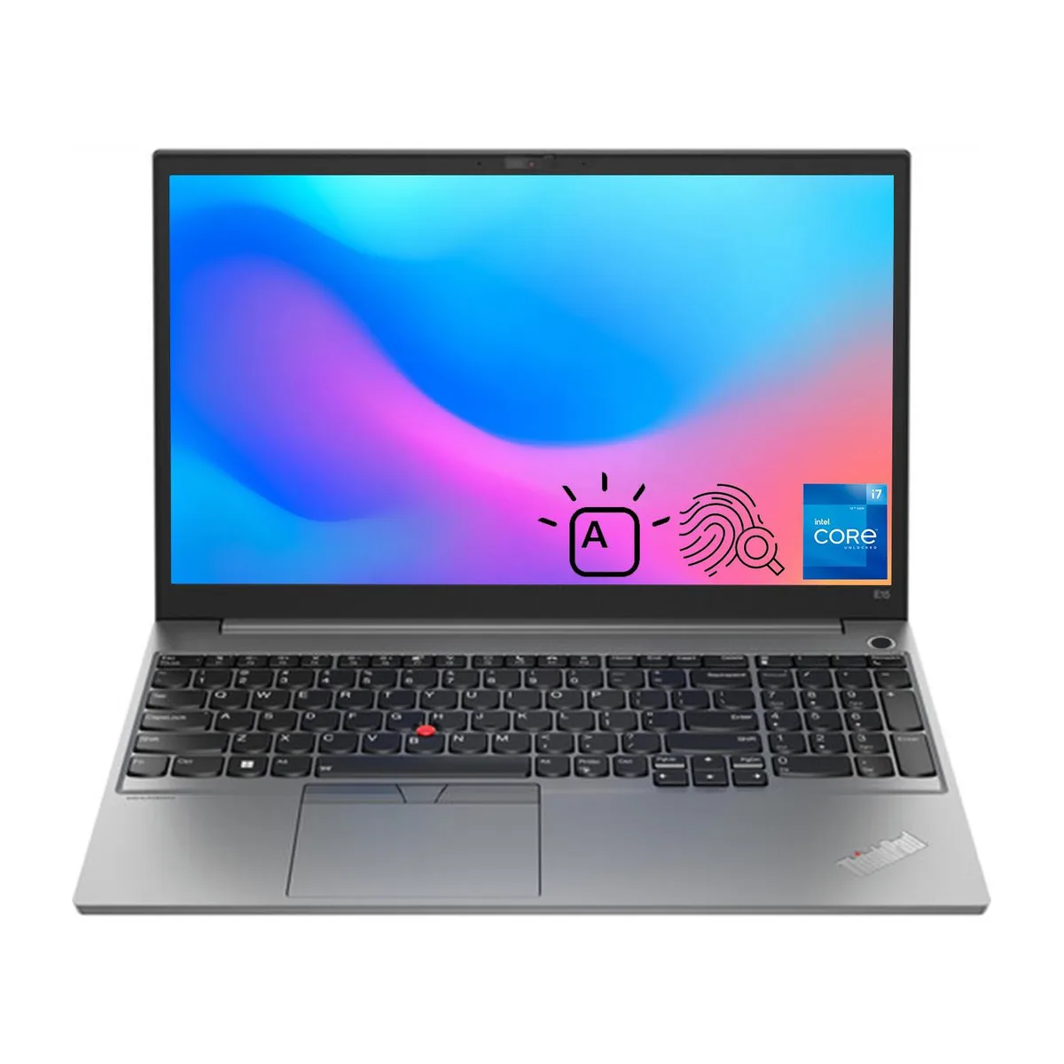 Silver 15.6 inch ThinkPad E15 Gen 4 laptop closed on a plain background