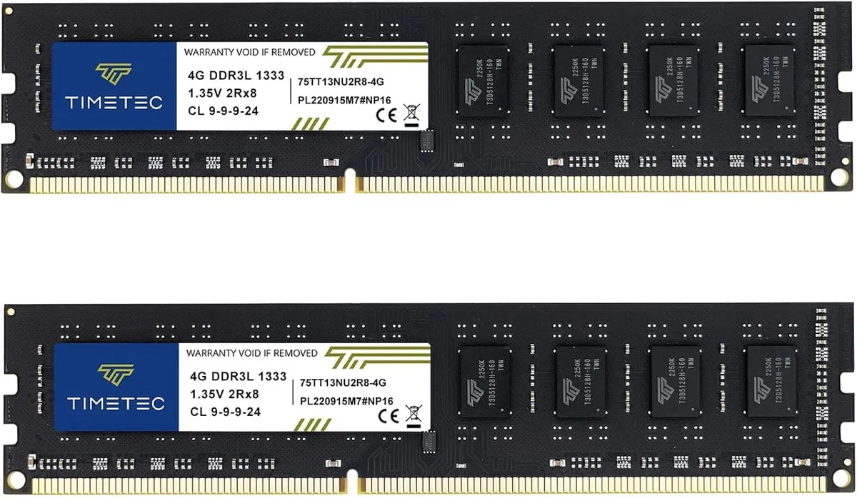 Two black 240-pin DDR3 desktop memory modules