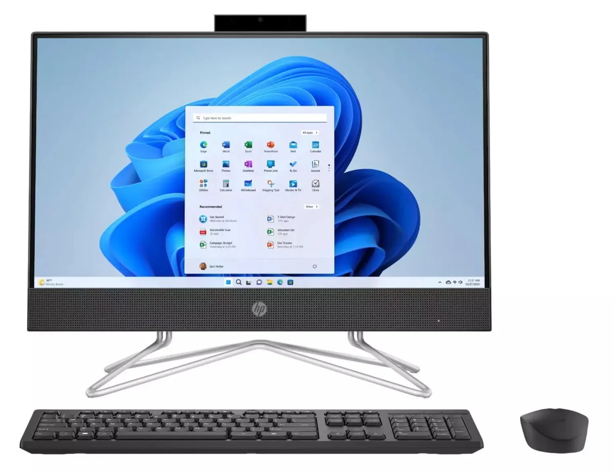 HP HP 22-dd0153w All-in-One 21.5" FHD Pentium Silver J5040 8GB 128GB SSD Windows 11 Home S Jet Black — صورة المنتج