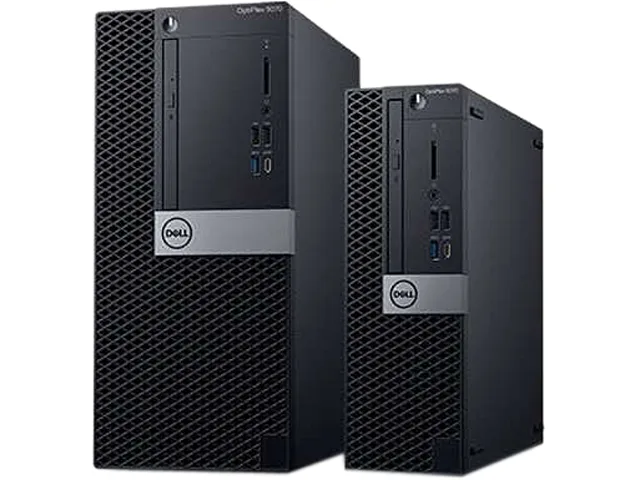 Small form factor desktop in black finish, front DVD drive slot visible