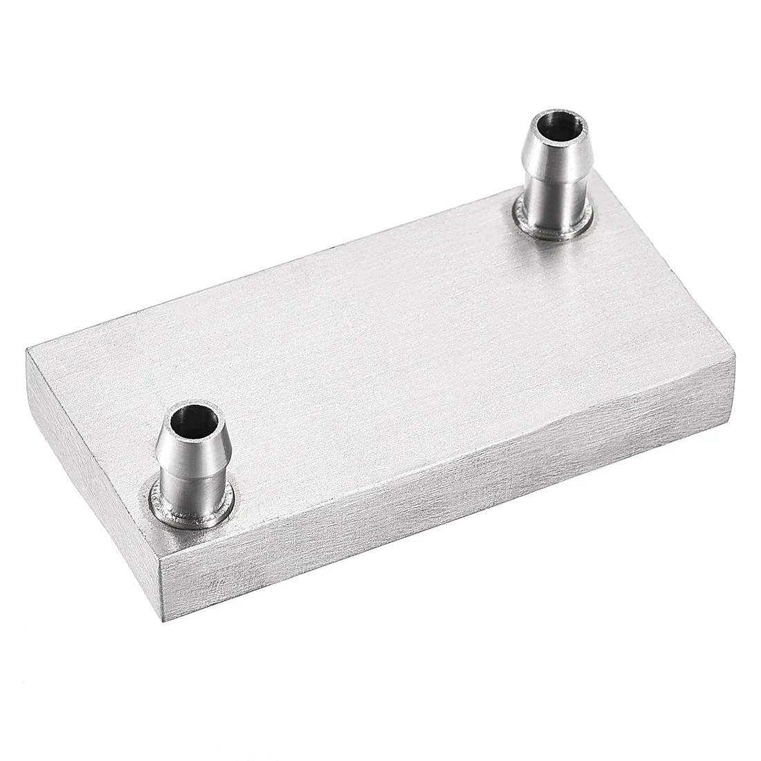 Polished aluminium water cooling block 40 by 80 by 12 mm with upward nozzle