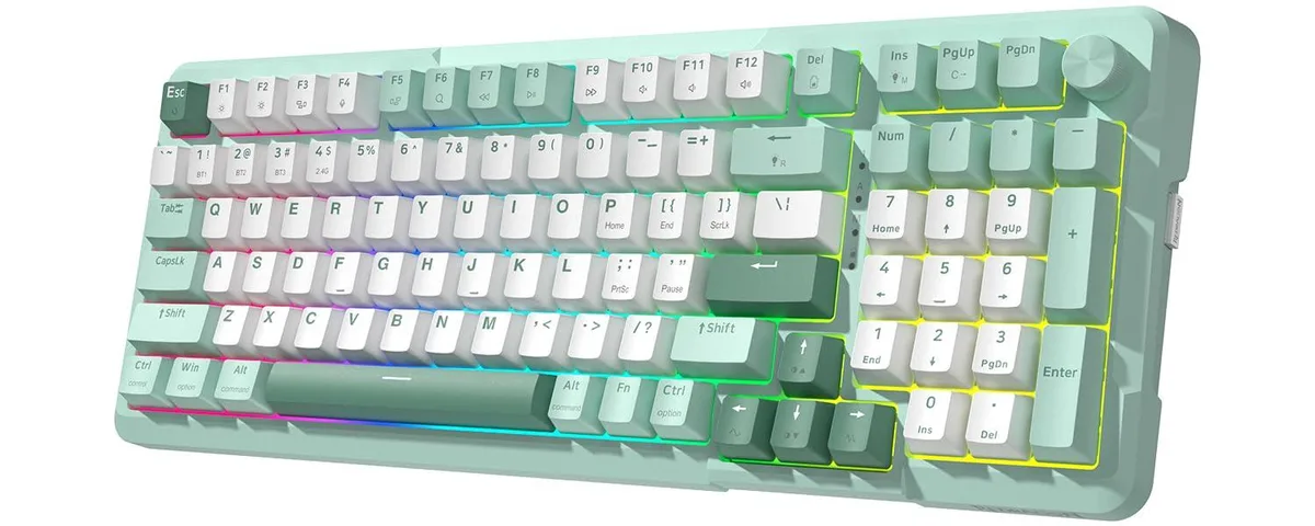 Redragon Redragon K742 Wireless Mechanical Gaming Keyboard with Knob, Bluetooth 5.0, Green Switches — toote foto