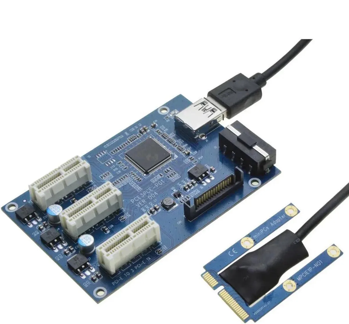 Vszerda Vszerda Mini PCIe 1 to 3 PCIe x1 Riser Expansion Card — fotografija proizvoda