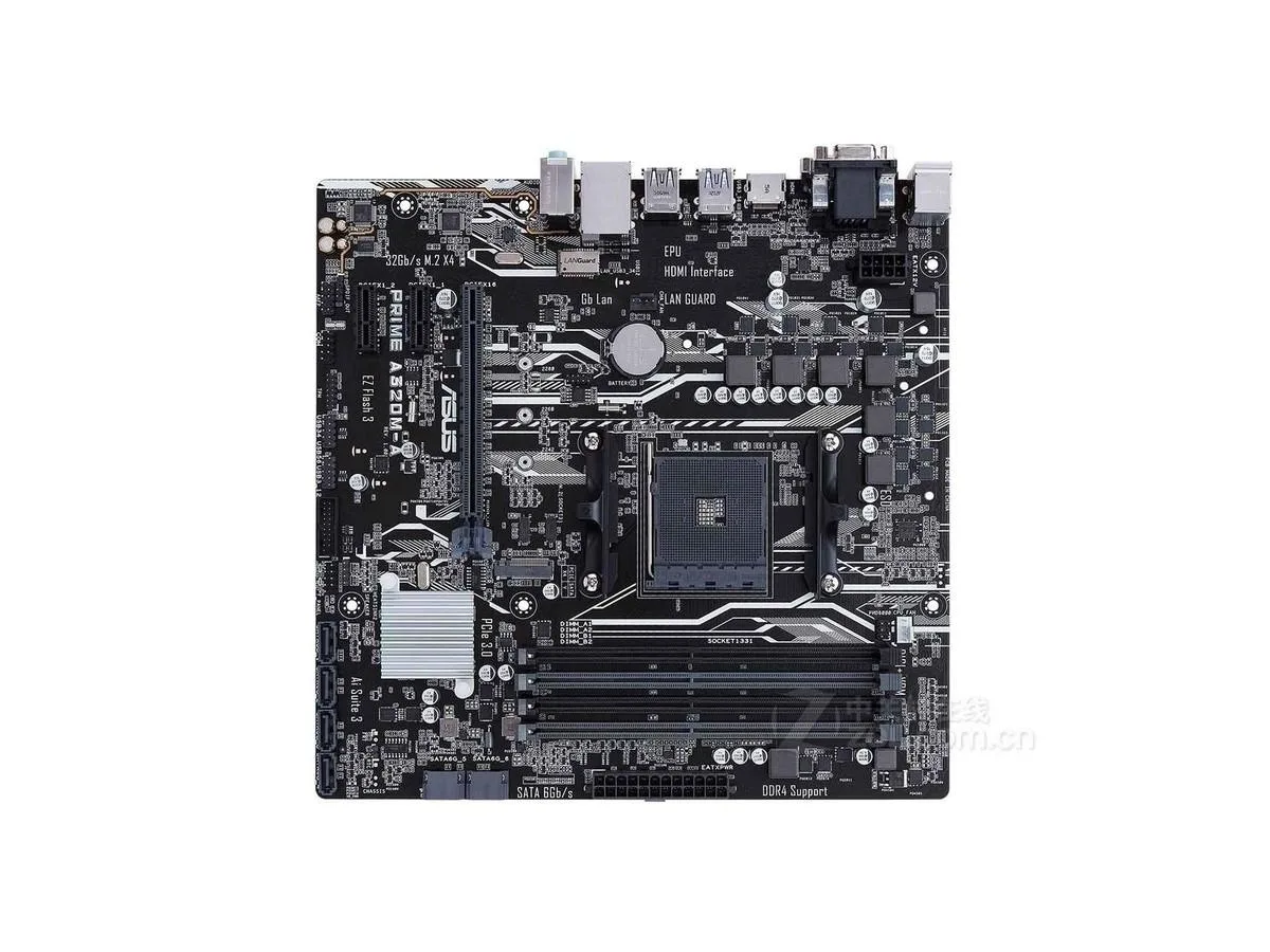 Green Micro ATX motherboard with silver AM4 socket and four black DDR4 slots