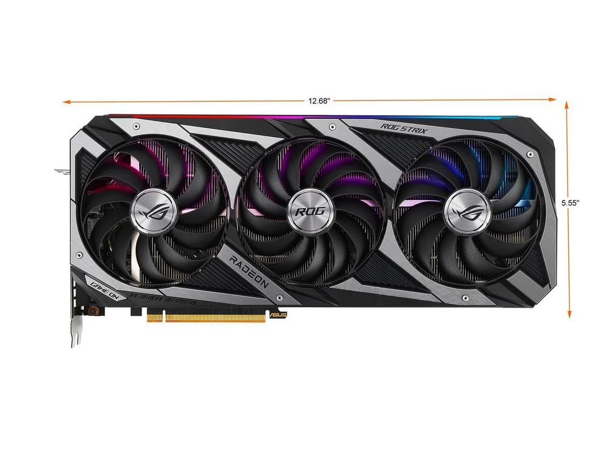 ASUS ROG STRIX Radeon RX 6700 XT graphics card, triple-fan cooler, dark metal finish, 2.9-slot design