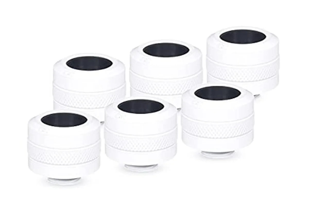 Six white brass compression fittings for 16mm hard tube, G1/4 thread
