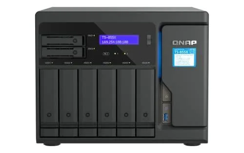 Rectangular black desktop NAS with eight front drive bays