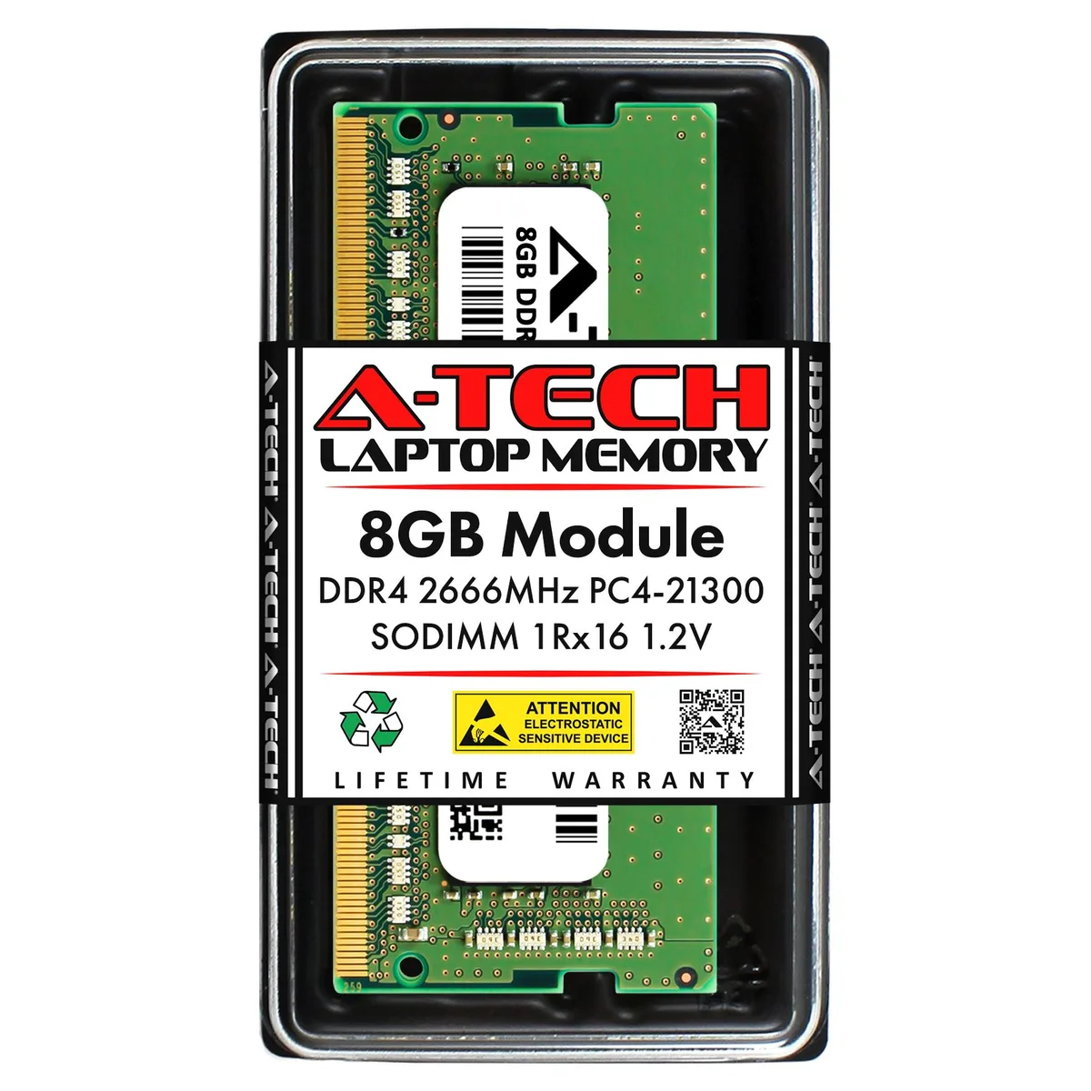 A-Tech A-Tech 8GB DDR4 2666MHz CL19 260-Pin SODIMM CT8G4SFRA266.C4 1Rx16 Laptop RAM — photo du produit