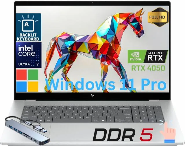 Silver 17.3 inch touchscreen laptop with full size backlit keyboard