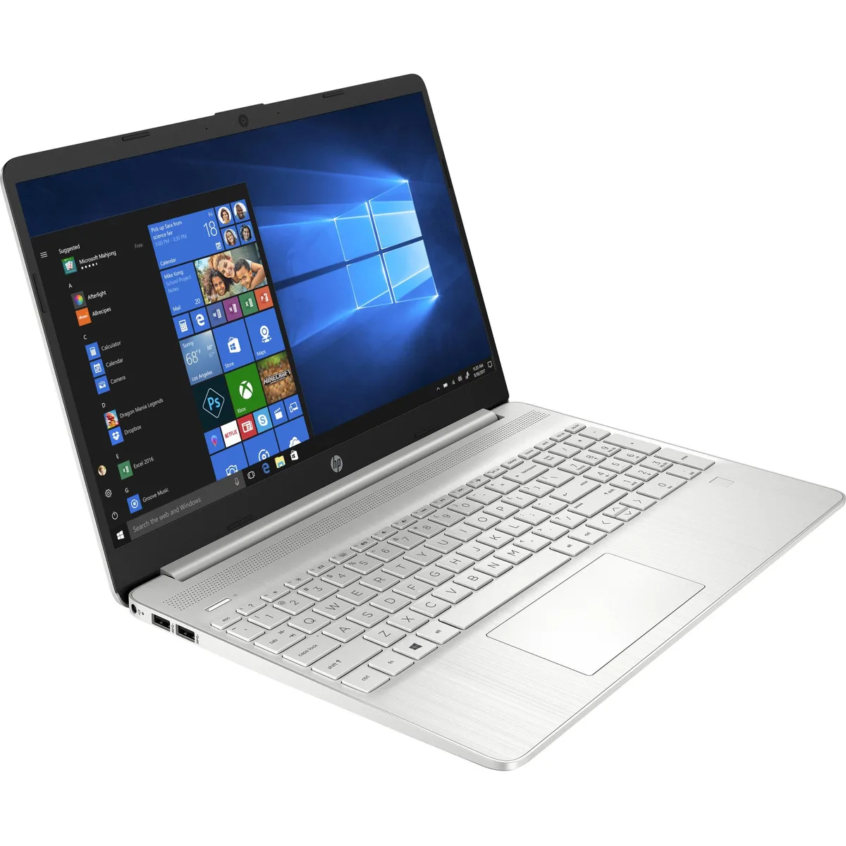 Silver 15.6 inch touchscreen laptop with webcam and HDMI port