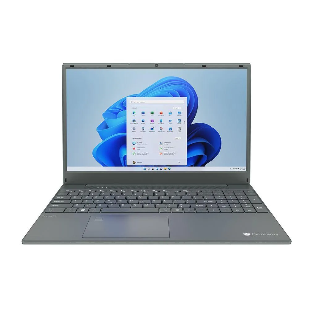 Black 15.6 inch Gateway ultra slim laptop with metallic finish
