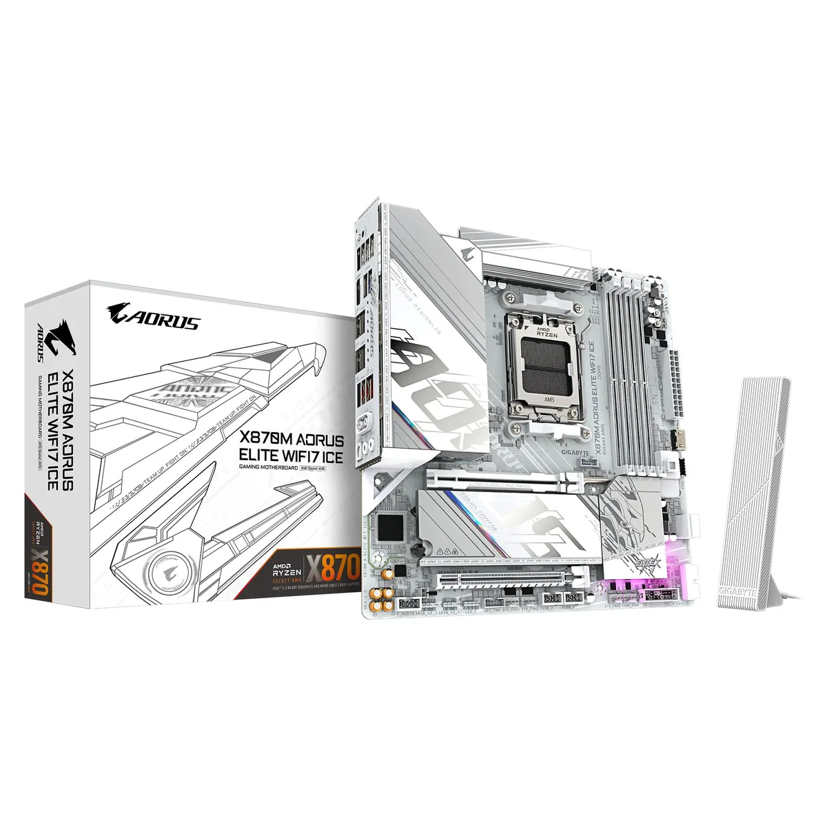 GIGABYTE GIGABYTE X870M AORUS ELITE WIFI7 ICE AMD motherboard — photo du produit