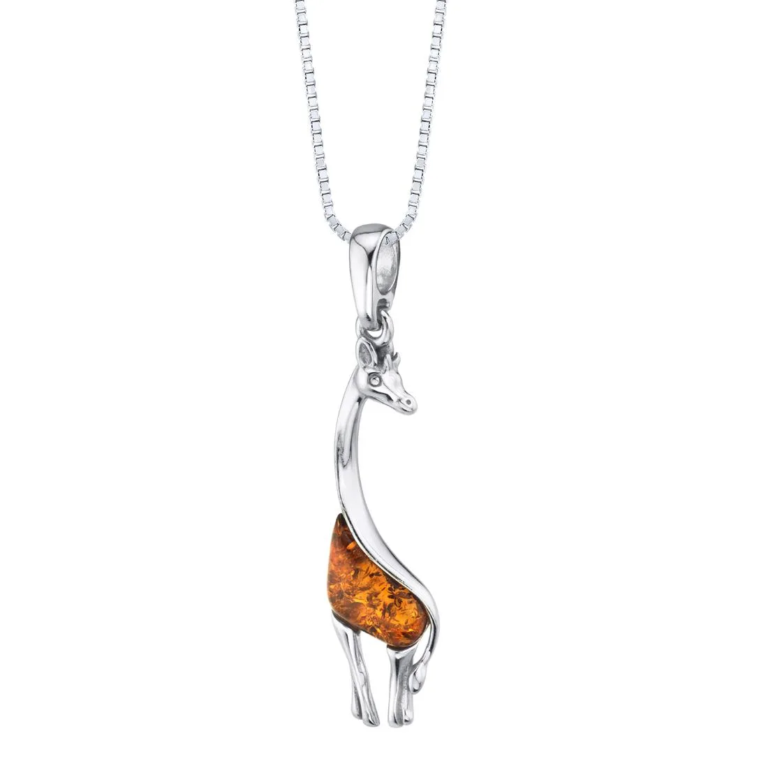 Oravo Oravo Baltic Amber Sterling Silver Giraffe Pendant Necklace 18" Cognac 1.4ct .925 — product photo